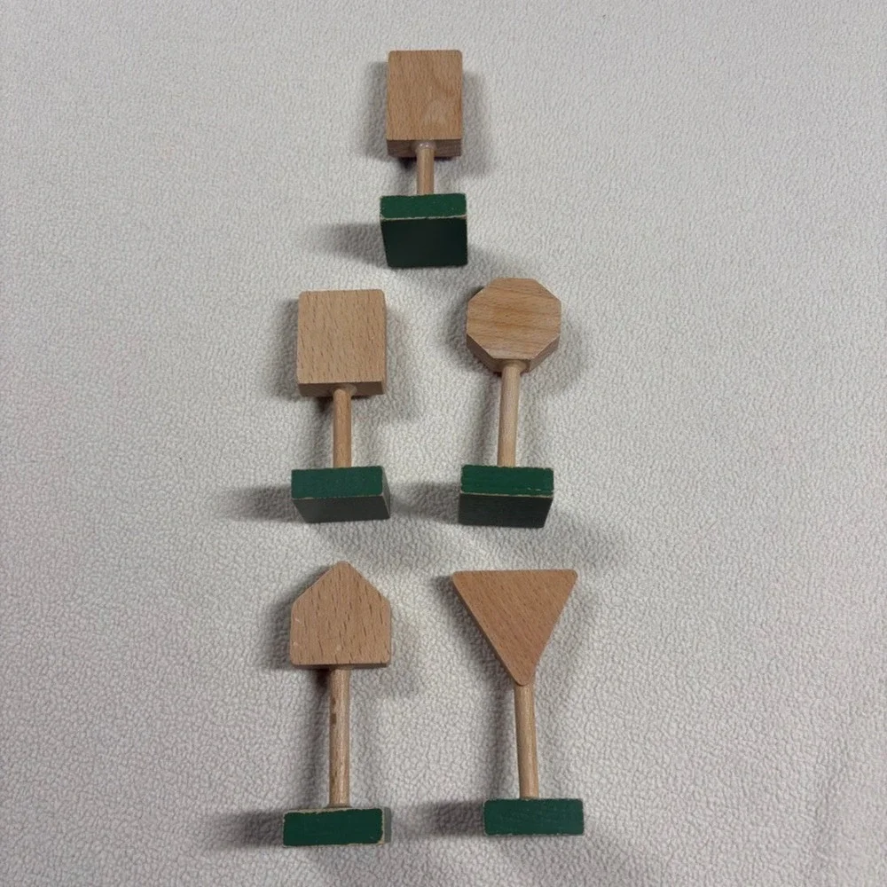 Wooden Toy Street Signs Creative Minds Traffic Set 5pc Wooden Pretend Play